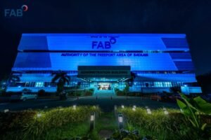 AFAB Building Lights Up Blue for World Maritime Day